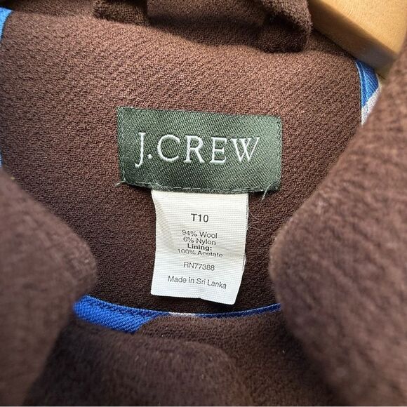 J Crew Brown Belted Wool Tie Peacoat Trench Coat Women's Preppy | Size 10T - Picture 6 of 17